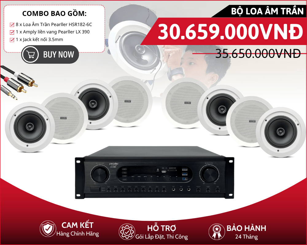 Hệ Thống Loa Âm Trần Nghe Nhạc Chi Tiết | 8 Loa Pearller HSR182-6C