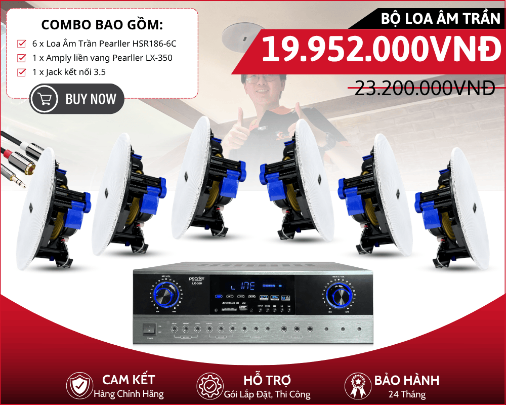 Combo Loa Âm Trần Nghe Nhạc Âm Bass Hay | 6 Loa Pearller HSR186-6C