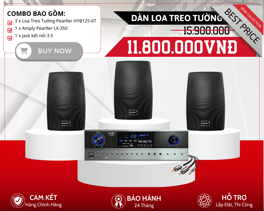Bộ Loa Nghe Nhạc Treo Tường Pearller HYB125-6T | Công Nghệ Anh Quốc