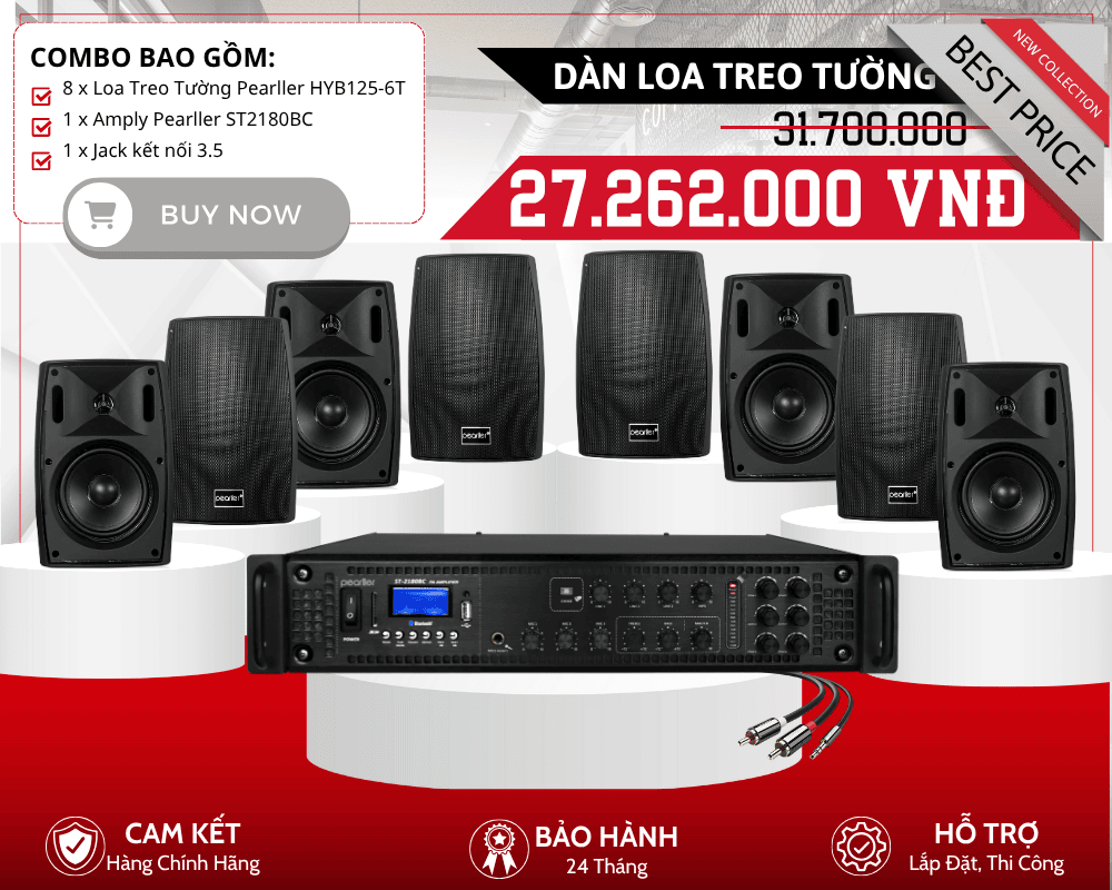 Bộ 8 Loa Treo Tường Pearller HYB125-6T | Nghe Nhạc Chất Lượng Cao