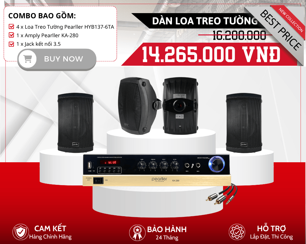 Bộ Loa Sân Vườn Ngoài Trời | Bộ 4 Loa Pearller HYB137-6TA