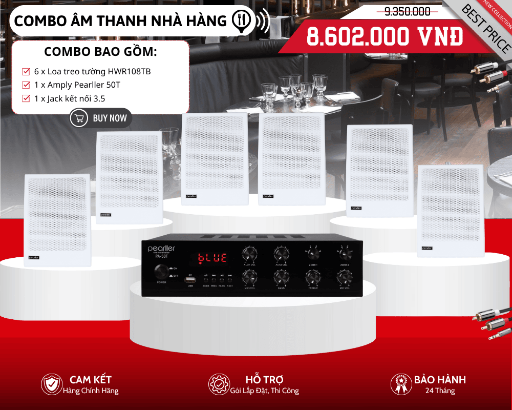 Bộ Loa Nghe Nhạc Hiện Đại Cho Nhà Hàng | Pearller HWR108TB
