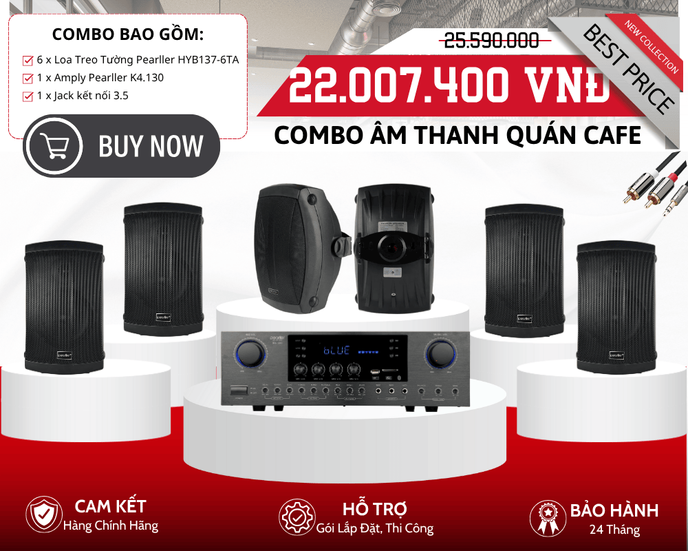 Bộ Loa Treo Tường Ngoài Trời Cho Quán Cafe HYB137-6TA | Chống Nước Hiệu Quả