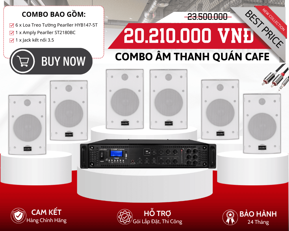 Bộ Loa Treo Tường Mini Cho Quán Cafe | Pearller HYB147-5T