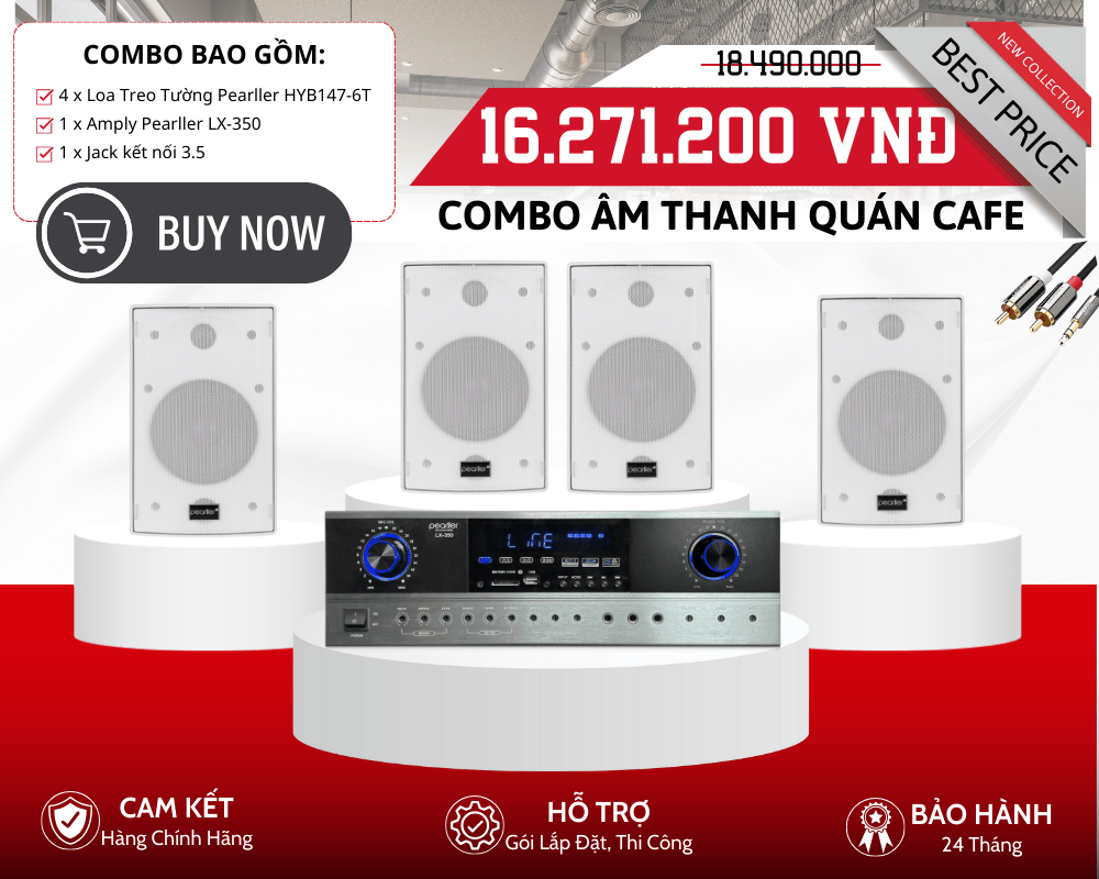 Hệ Thống Loa Treo Tường Cho Quán Cafe | 4 Loa Pearller HYB147-6T