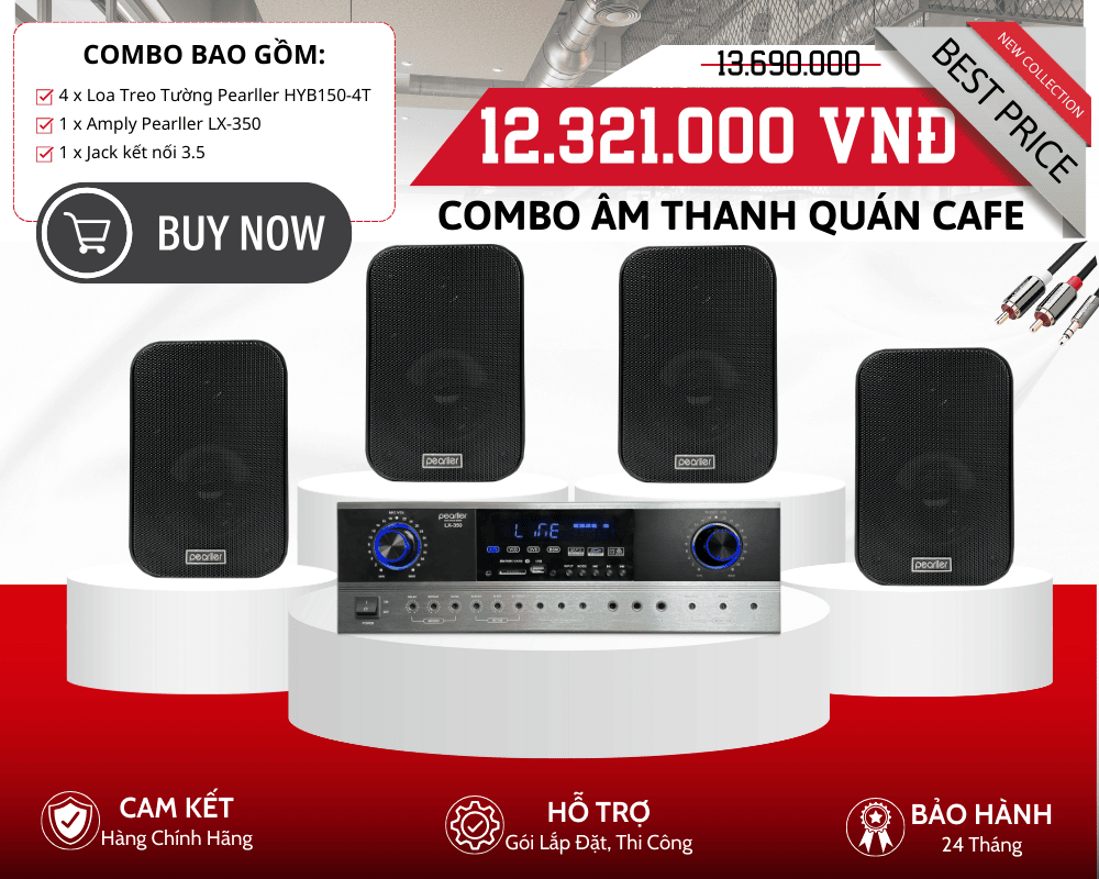Loa Quán Cafe Treo Tường Pearller | 4 Loa Pearller HYB150-4T
