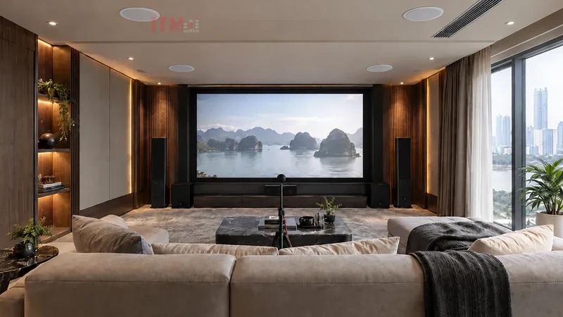 Cân chỉnh khoảng cách và mức âm lượng các kênh sau khi hoàn tất lắp đặt hệ thống Atmos.