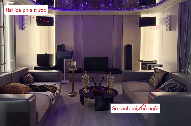 Cặp loa phía trước và các vị trí ngồi: đổi chỗ nghe có thể làm giọng hát và bass thay đổi.