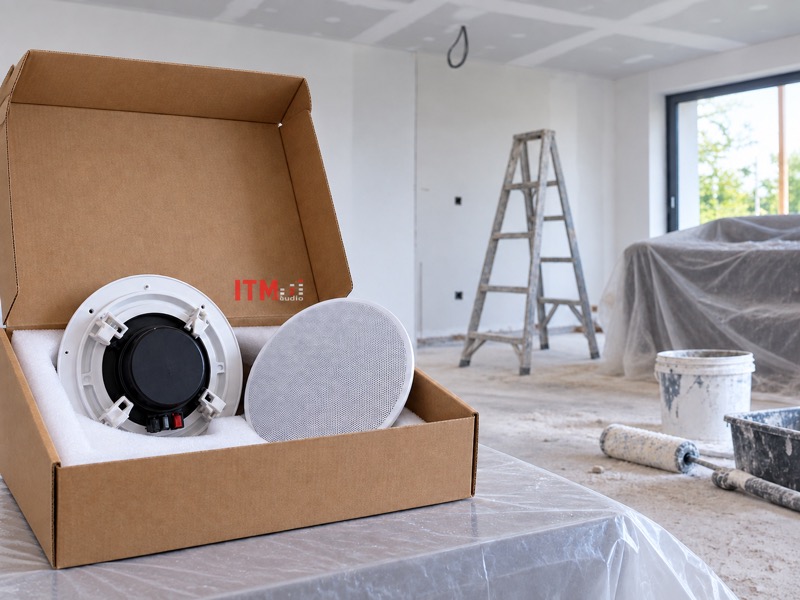 Bảo quản loa ở khu vực sạch trong khi công trình còn bụi và sơn.