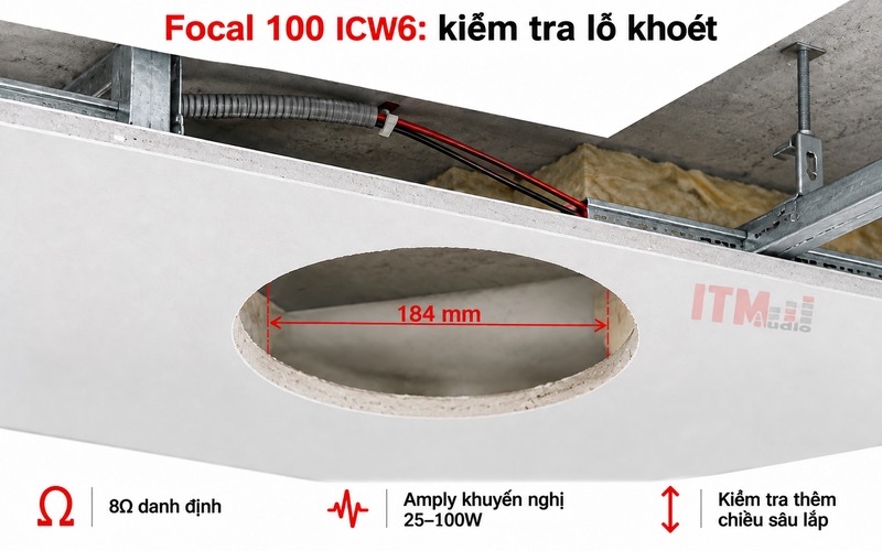Thông số 100 ICW6 cần được đối chiếu với trần và amply dự kiến sử dụng