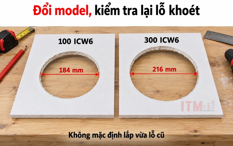 Hai model 100 ICW6 và 300 ICW6 cần kích thước khoét khác nhau