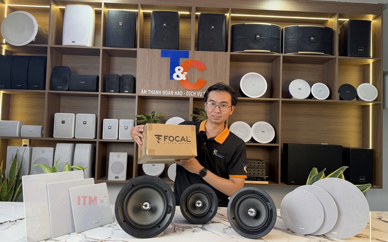 Các loa Focal được giới thiệu tại showroom để đối chiếu nhu cầu lựa chọn