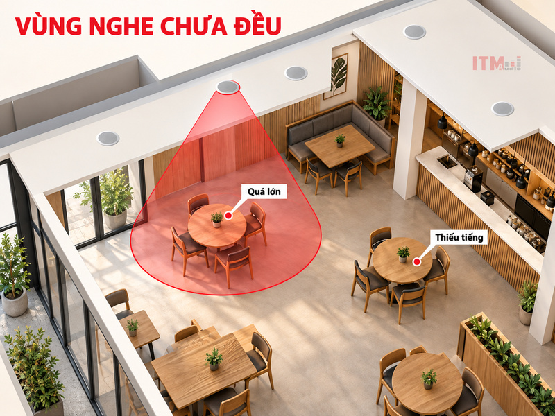 Sơ đồ loa và các bàn nằm trong những vùng nghe khác nhau